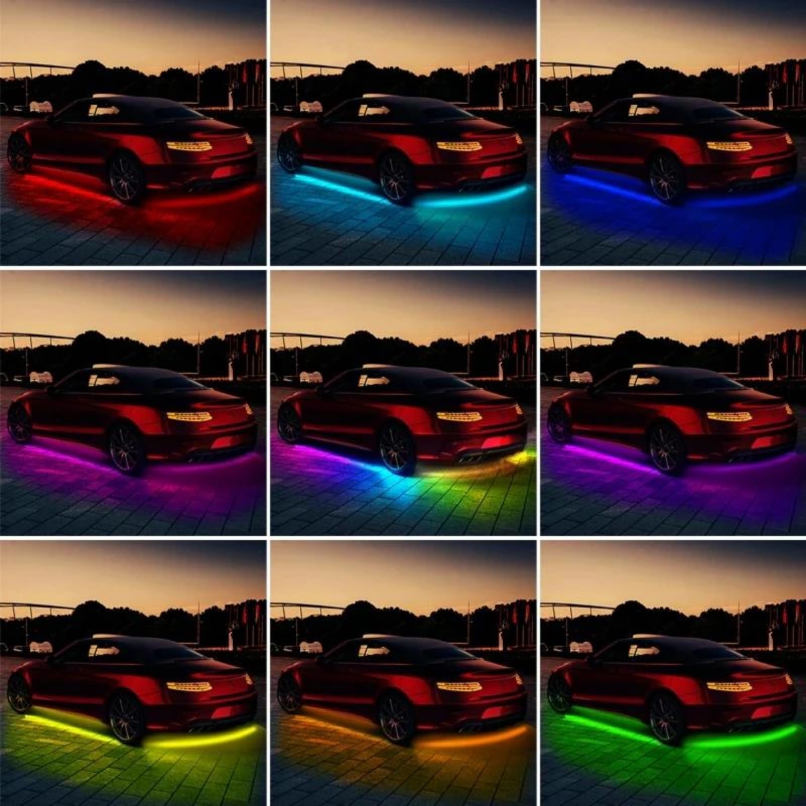 Pasek świetlny pod samochodem 12V LED do podwozia z oświetleniem ambientowym, sterowaniem przez aplikację, neonowa dekoracyjna lampa samochodowa,120 * 150
