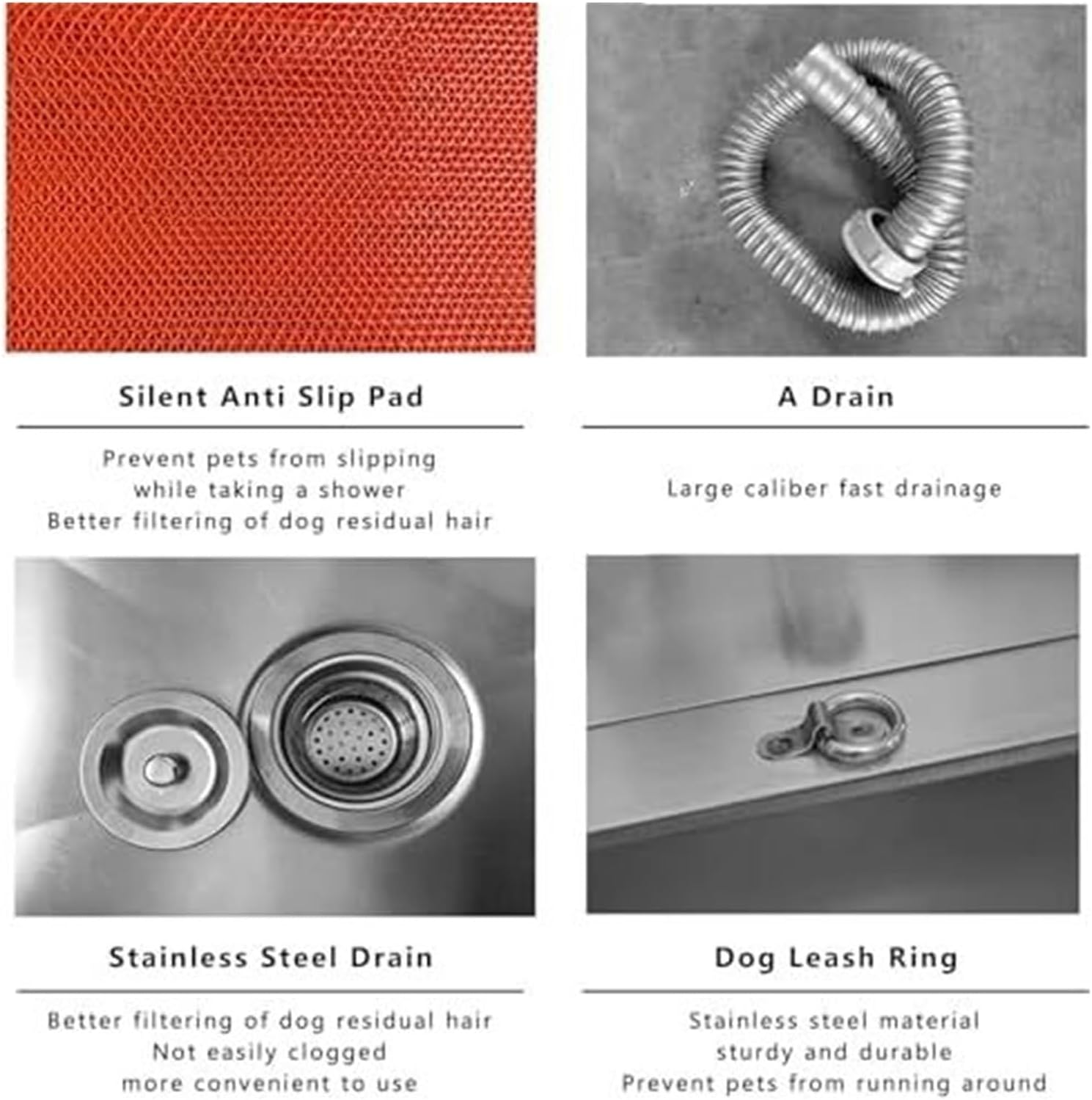 Foldable Dog Bathtub,Pet Washing Station, Pool,Professional Commercial Grooming Tub,Stainless Steel(Depth40cm,80 * 60 * 80cm)