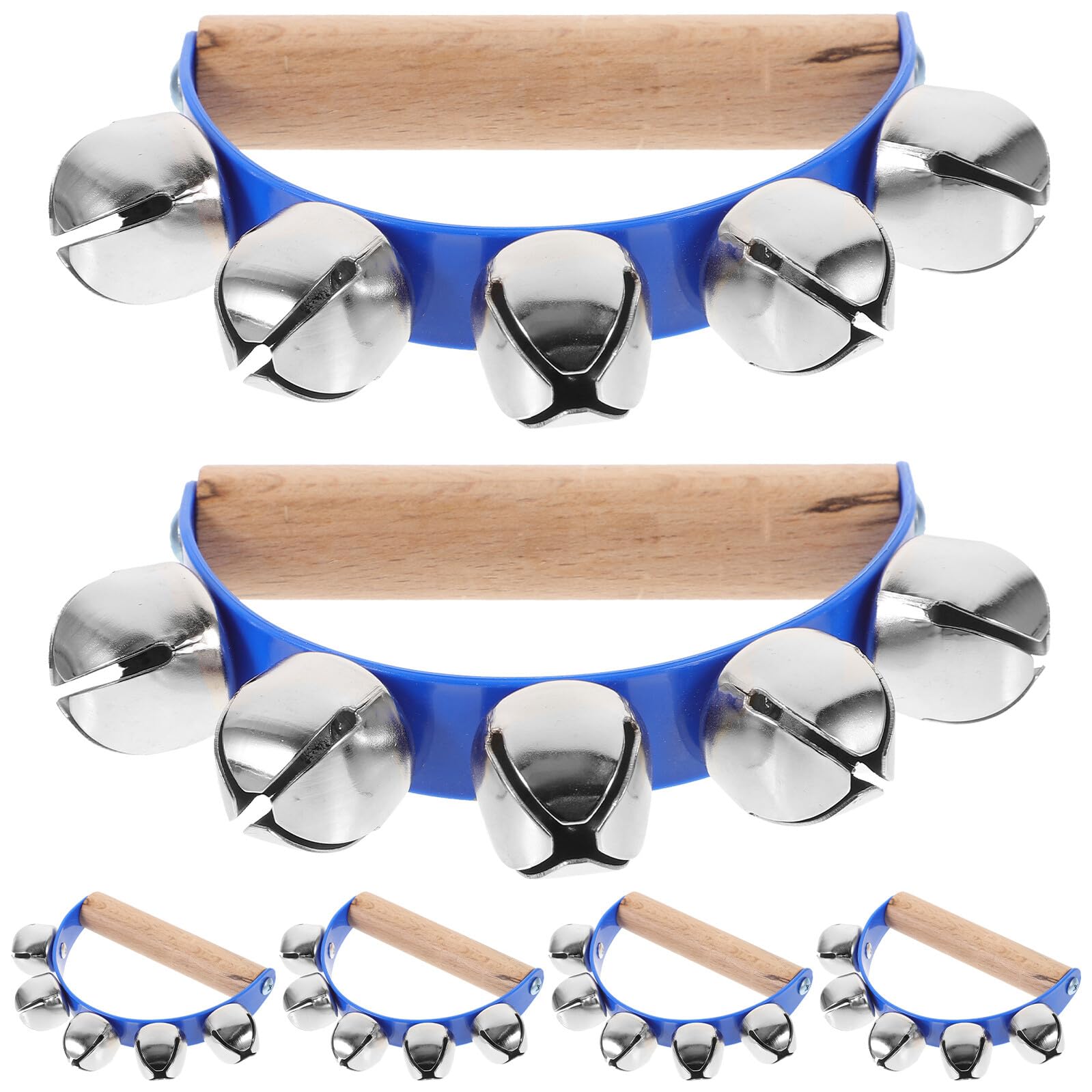 Tamburelli a Mano Semicircolari 6 Pezzi Blu per Principianti | Gioco Didattico per Asili e Altri Contesti, Impugnatura Ergonomica, Materiali Plastico Legno Metallo