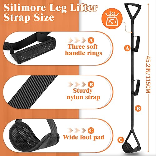 Miniatura 2 de Correa de elevación de piernas de 45 pulgadas, ayuda para levantar pies con correa de mano y movilidad de bucle para el pie para cirugía de