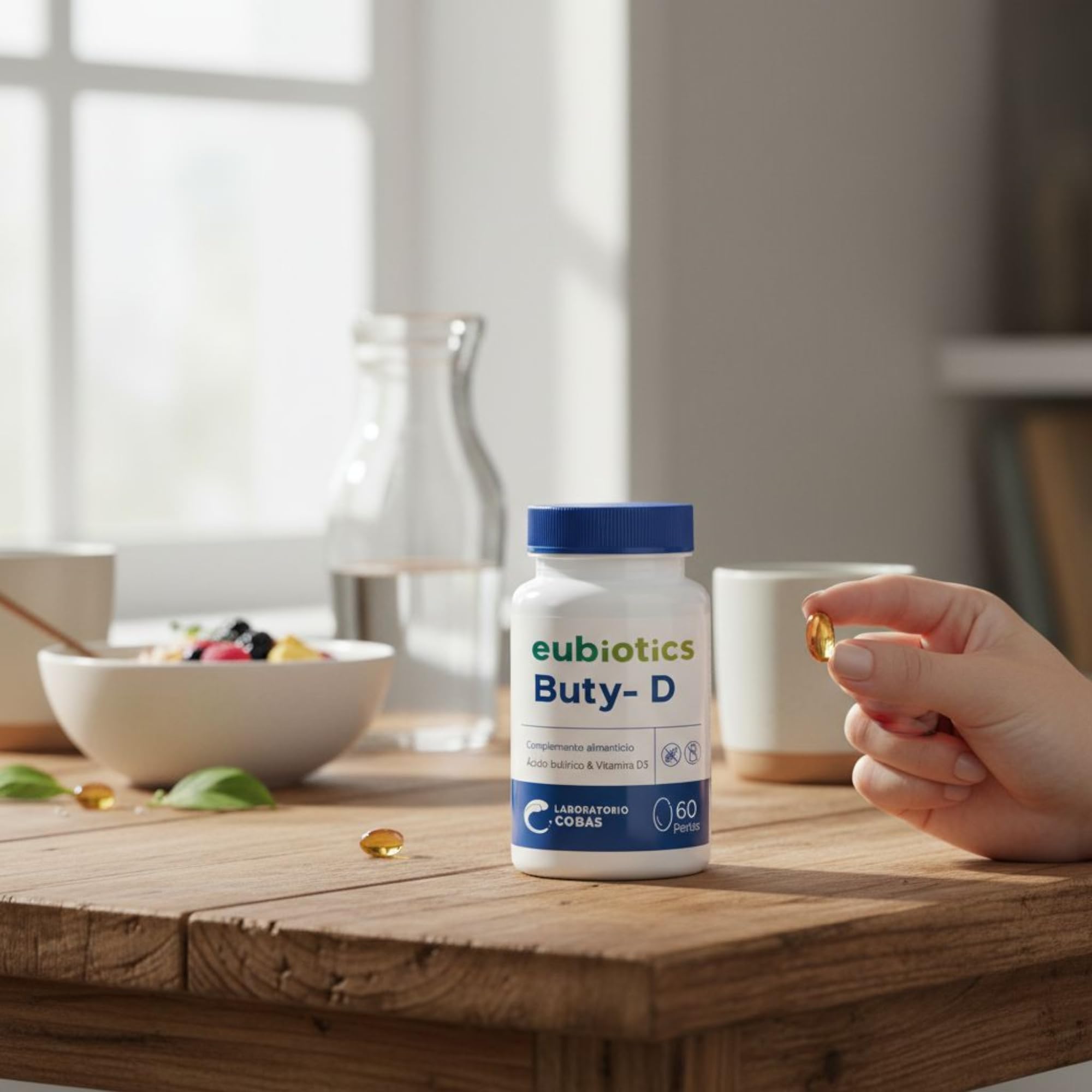 Eubiotics Buty-D 60 Cápsulas - Suplemento de Ácido Butírico Butirato y Vitamina D3 - Sin Gluten y Sin Lactosa - Para la Homeostasis Intestinal