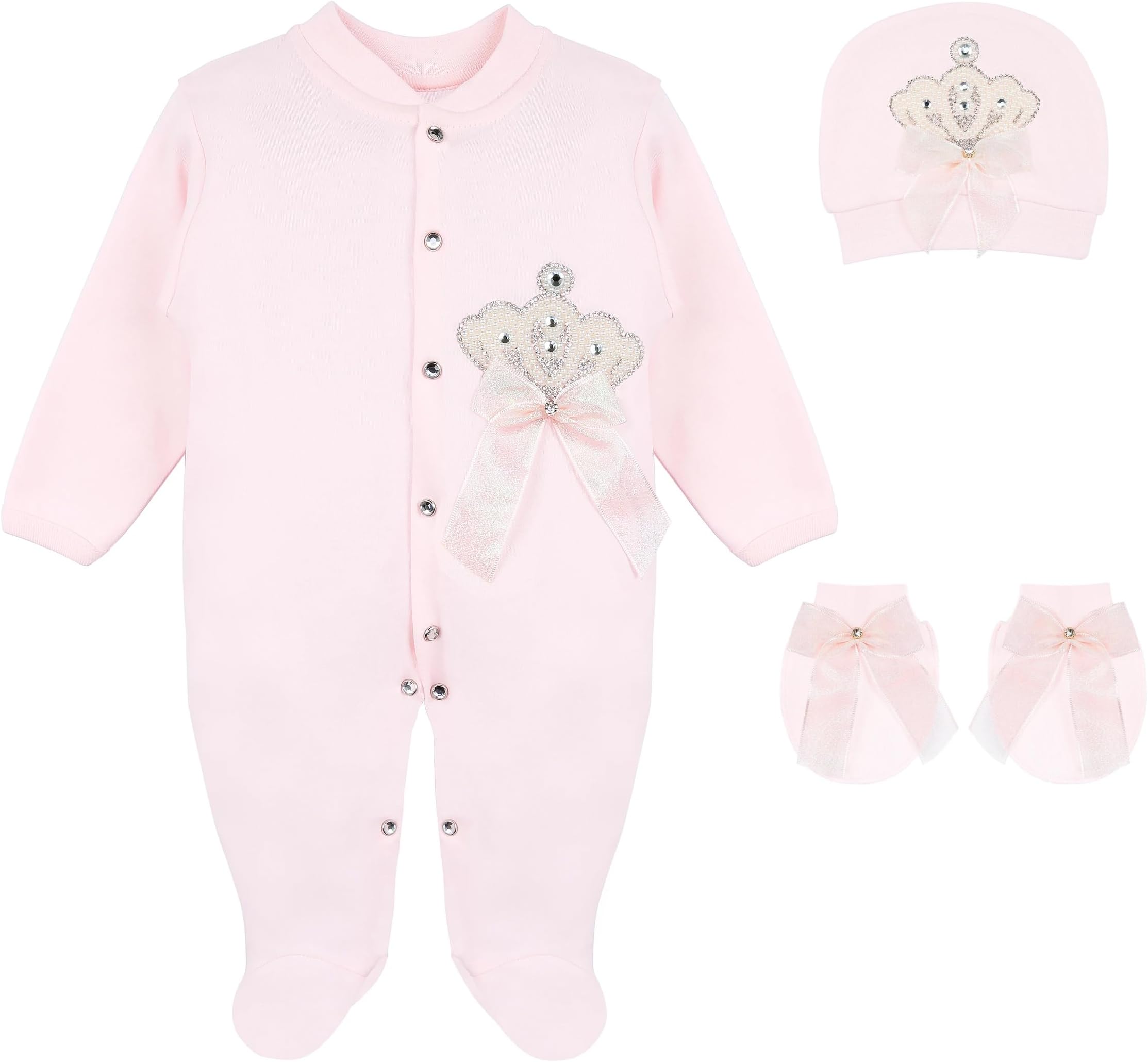 Baby Girl Jewels Crown Layette 3 Piece Gift Set