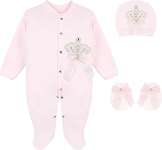 Lilax Baby Girl Jewels Crown Layette 3 Piece Gift Set 0-3 Months Pink Crown Price In India