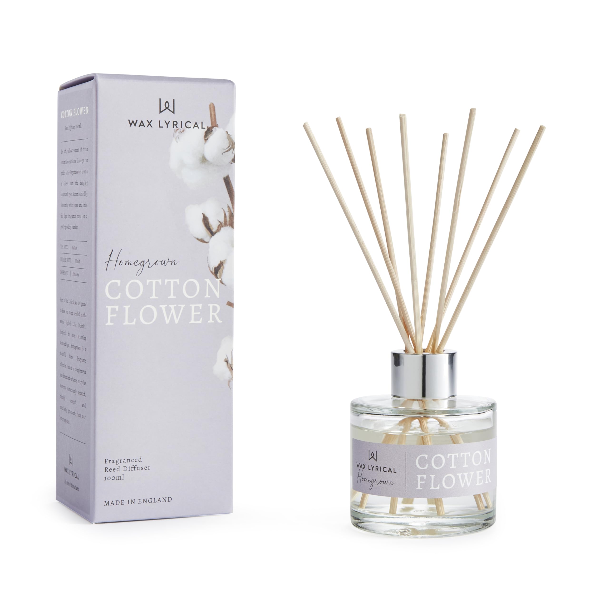 Wax Lyrical Homegrown Cotton Flower Reed Diffuser 100ml