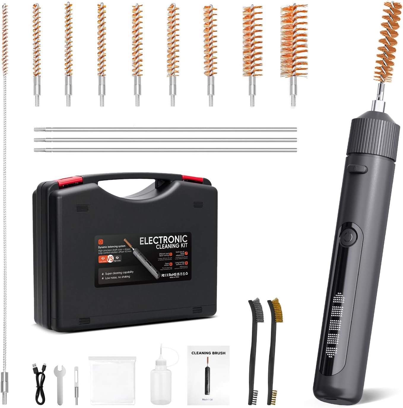 Electric Gun Cleaning Kit Universal for Guns, Rechargeable Gun Brushes for Pistol, Handgun, Shotgun, Brass Brush, Hunting Gear,Gun Accessories for Men