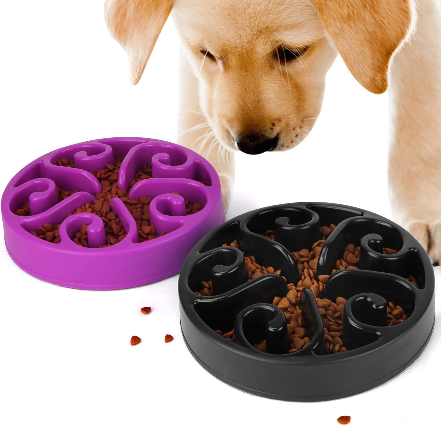JASGOOD Slow Feeder Dog Bowl Slow Eat Feeder for Fun Slow Feeding Interactive Bloat Stop Dog Bowls
