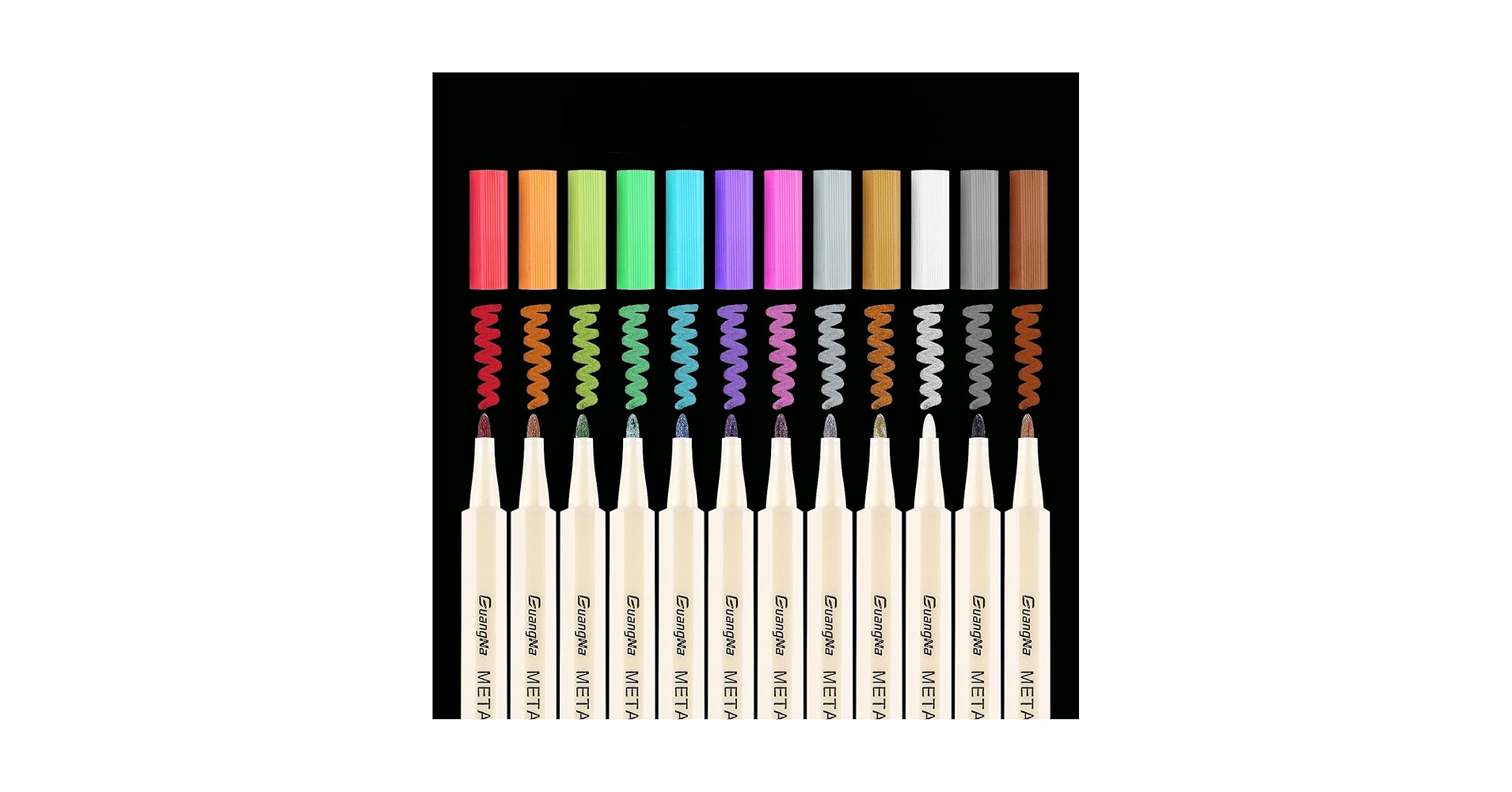 ぺんぐ Amazon.com : Guangna Metallic Marker Pens,12 Assorted Colors