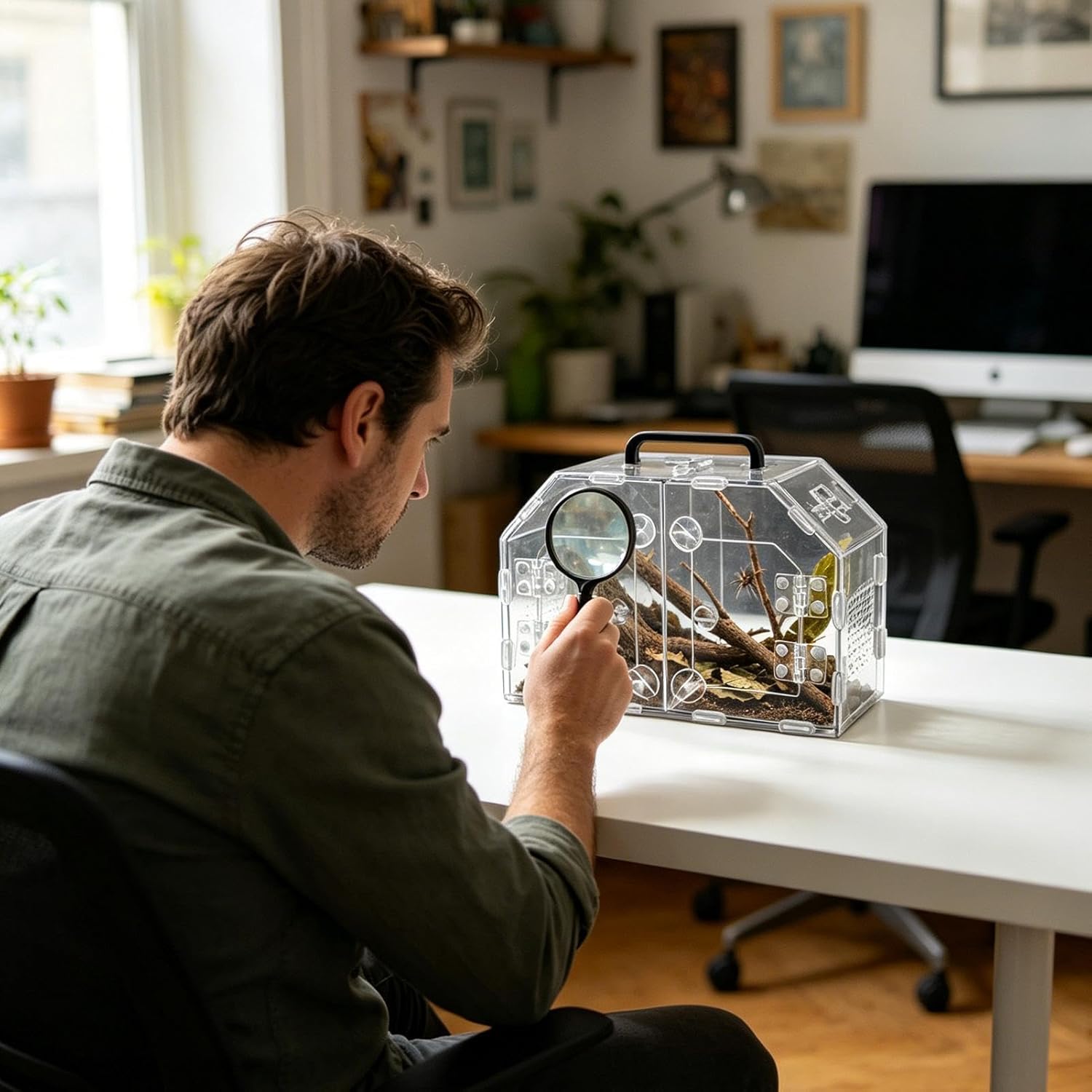 Reptile Tank - Escape Proof Clear, Breathable Enclosure Box, Turtle Breeding Habitat Terrarium for Gecko Lizard Frog Bearded Dragon Spider Mantis Hermit Crab Pet Container
