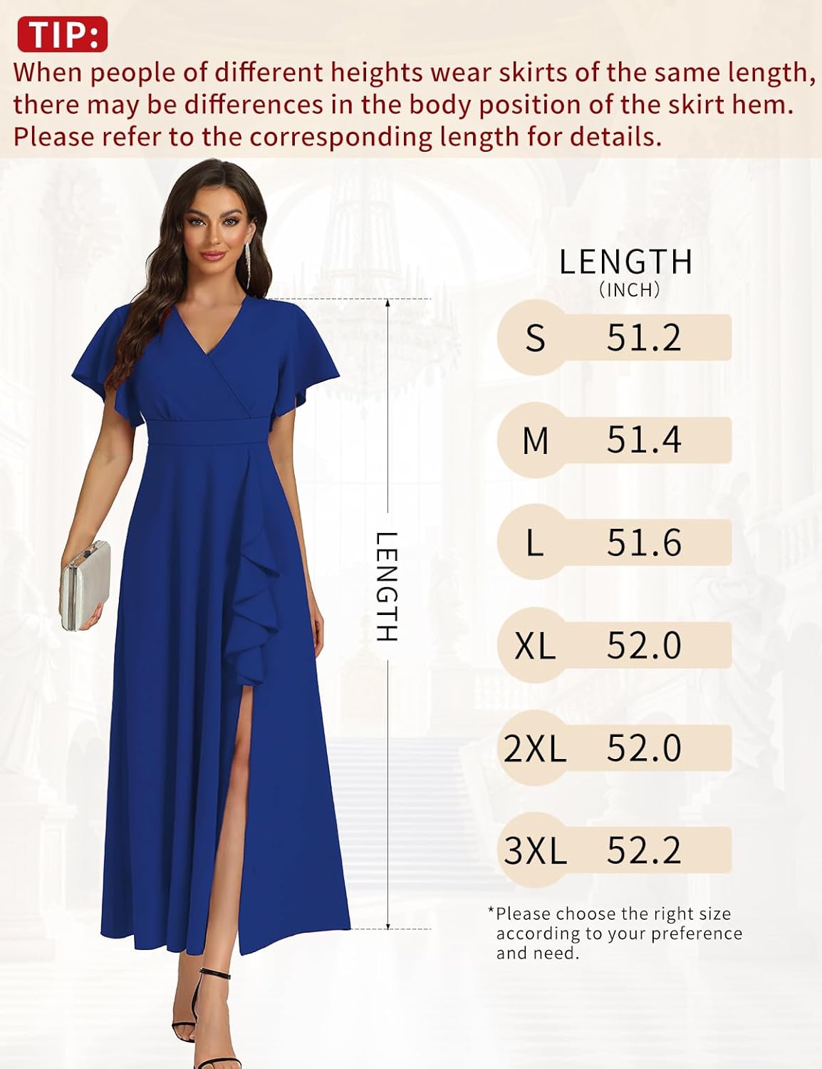 Women's Black Long Formal Dresses Cocktail Wedding Guest Dress Ruffle Split Elegant V Neck Party Gowns - Image 6