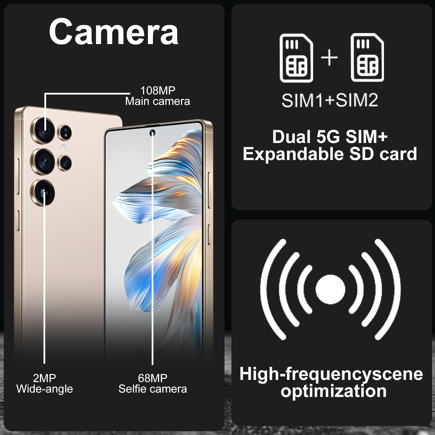 BXV I25 Ultra 16+512GB Smartphone - 7000mAh Battery, 6.99-inch Display, Built-in Pen, Android 14, Snapdragon 8 Gen3, 68MP+108MP Camera Outperform Competitors in Speed & Power (Desert Titanium)