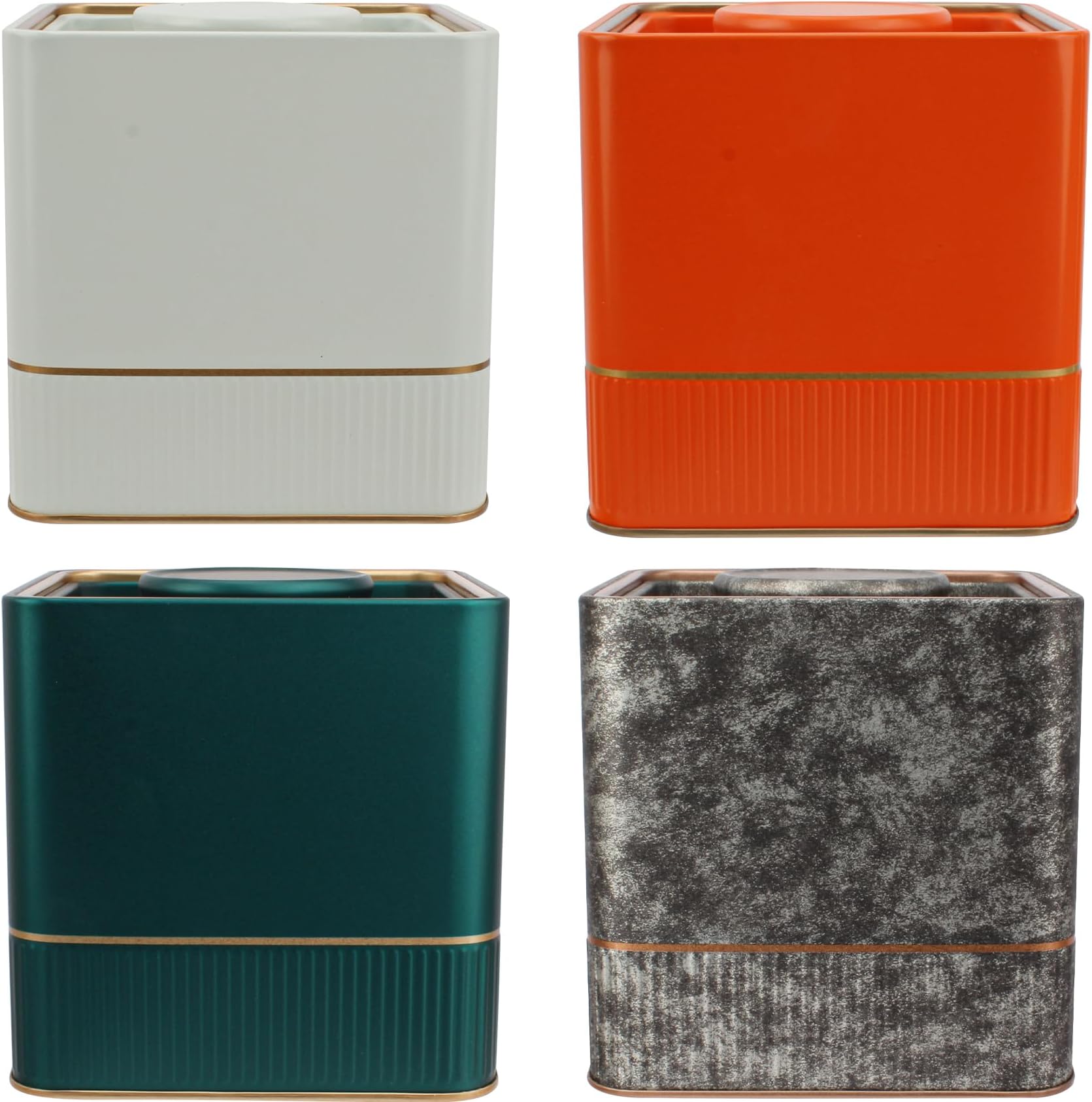 LIMILI Tea Coffee Sugar Canisters, 4 PACK Tea Coffee Sugar and Canisters Set, Vintage Design, Kitchen Storage Jars with Lids Airtight, Dry Food Containers Canisters Jars Set, 4 Mixed Colors