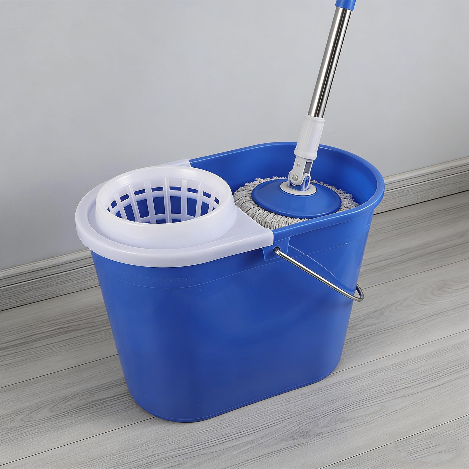 Cubo para Fregar con Asa y Escurridor de Plástico Azul Portátil