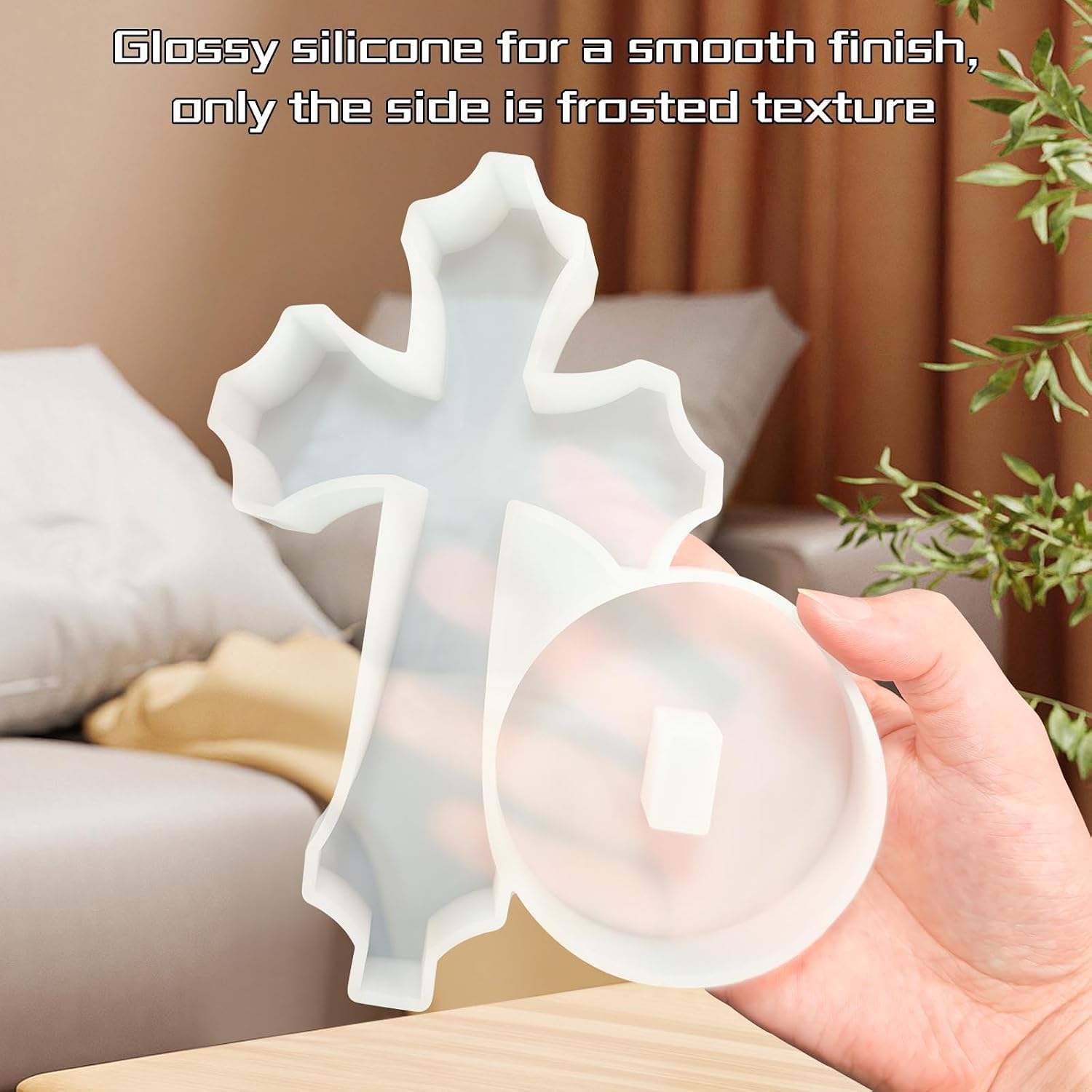 Standing Cross Box Resin Silicone Mold, Jar Storage Mould with Lid for Ornament Storage, Epoxy-Resin Casting for Clay Crafts Making, Blessed Halloween Home Decor