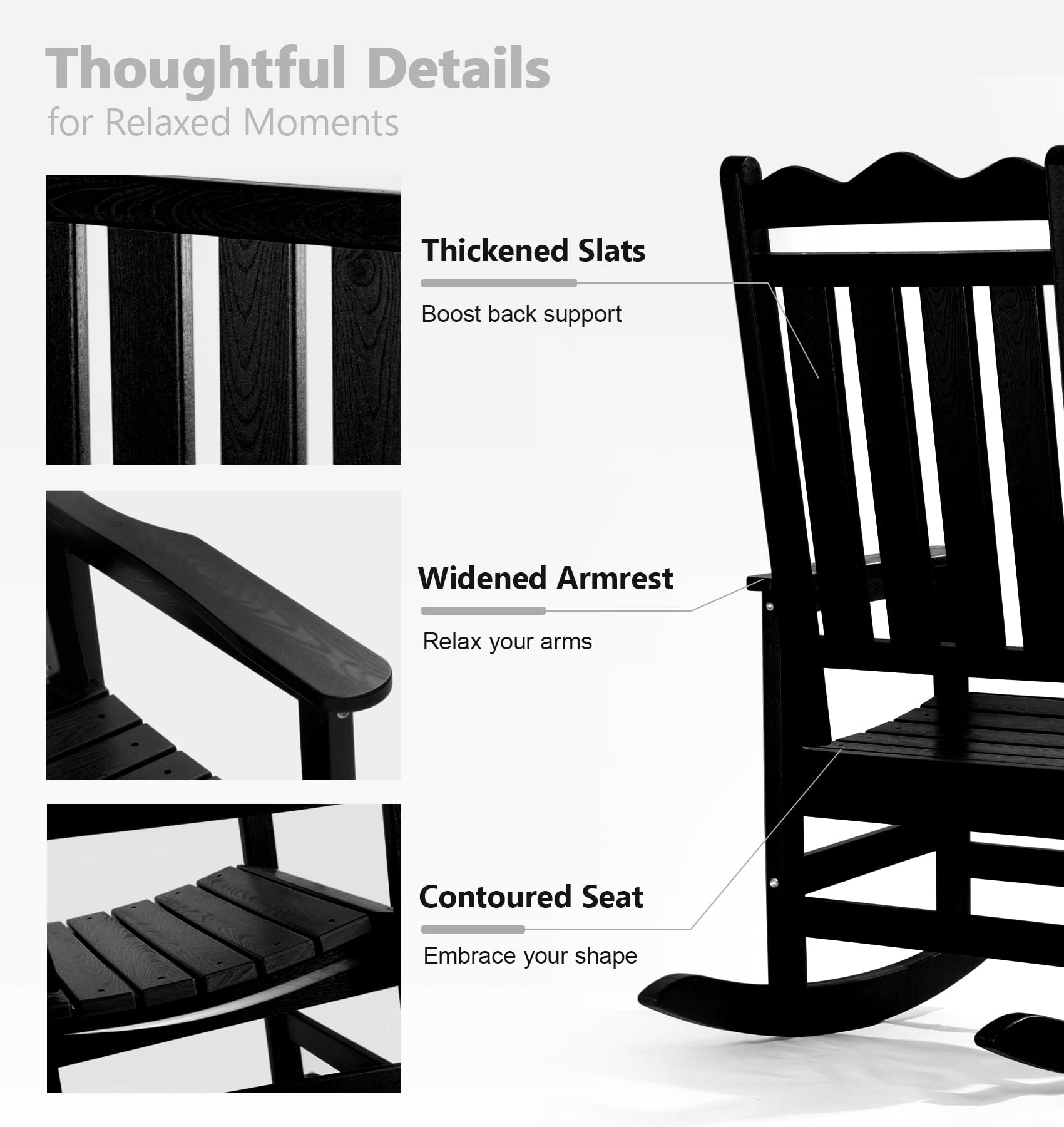 Snapklik.com : Outdoor Rocking Chairs Set Of 2, Weather-Resistant HDPE ...