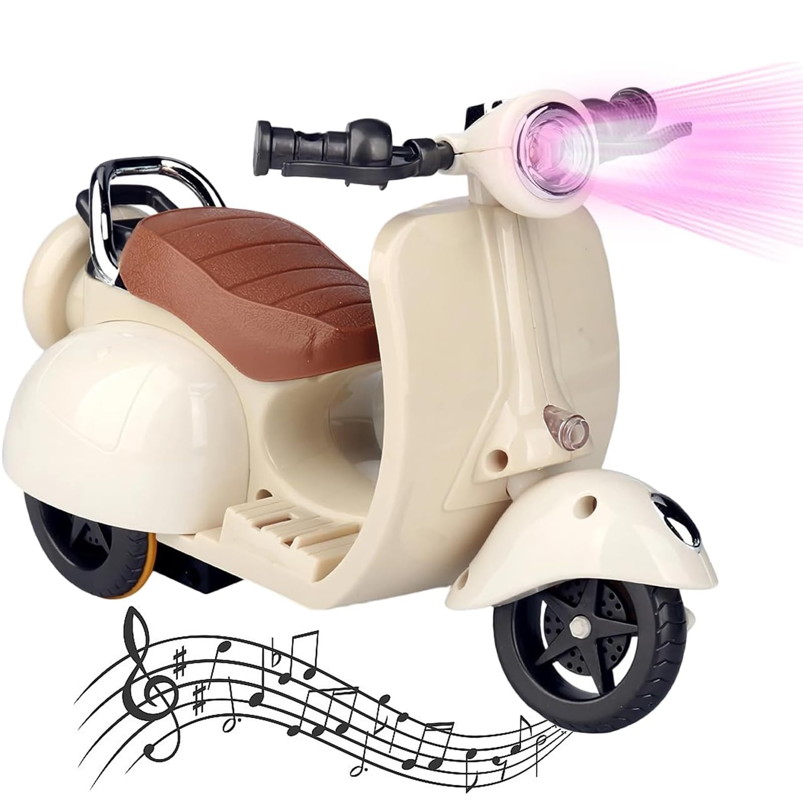 Scooter for Labubu, Scooter Toy with Light and Music, Have a Seat for Labubu Accessories, Mini Electric Doll Scooter Interactive Decor Desktop Ornaments (White)