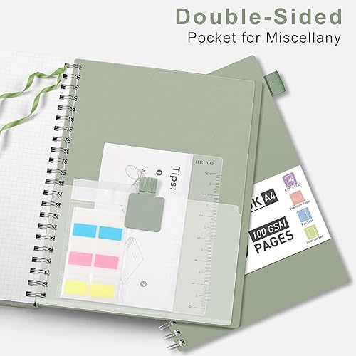 Miniatura 71 de AHGXG Cuaderno de papel cuadriculado, cuaderno en espiral de 300 páginas, cuaderno de papel de cuadrícula A5, papel grueso de 3.53 oz/m², diarios