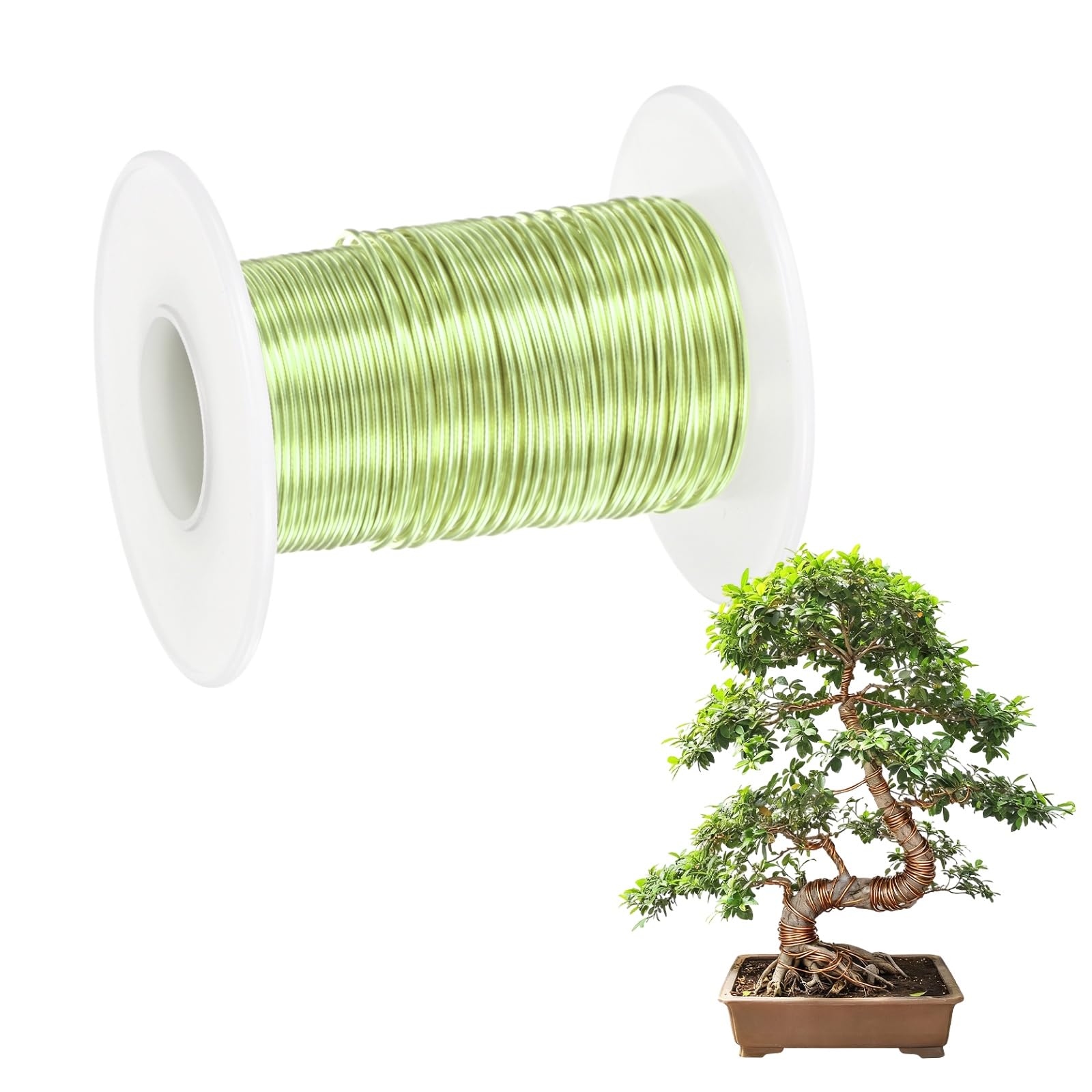 M METERXITY 1-Pack Bonsai Training Wire 1mm x 49ft/15m, Grass Green