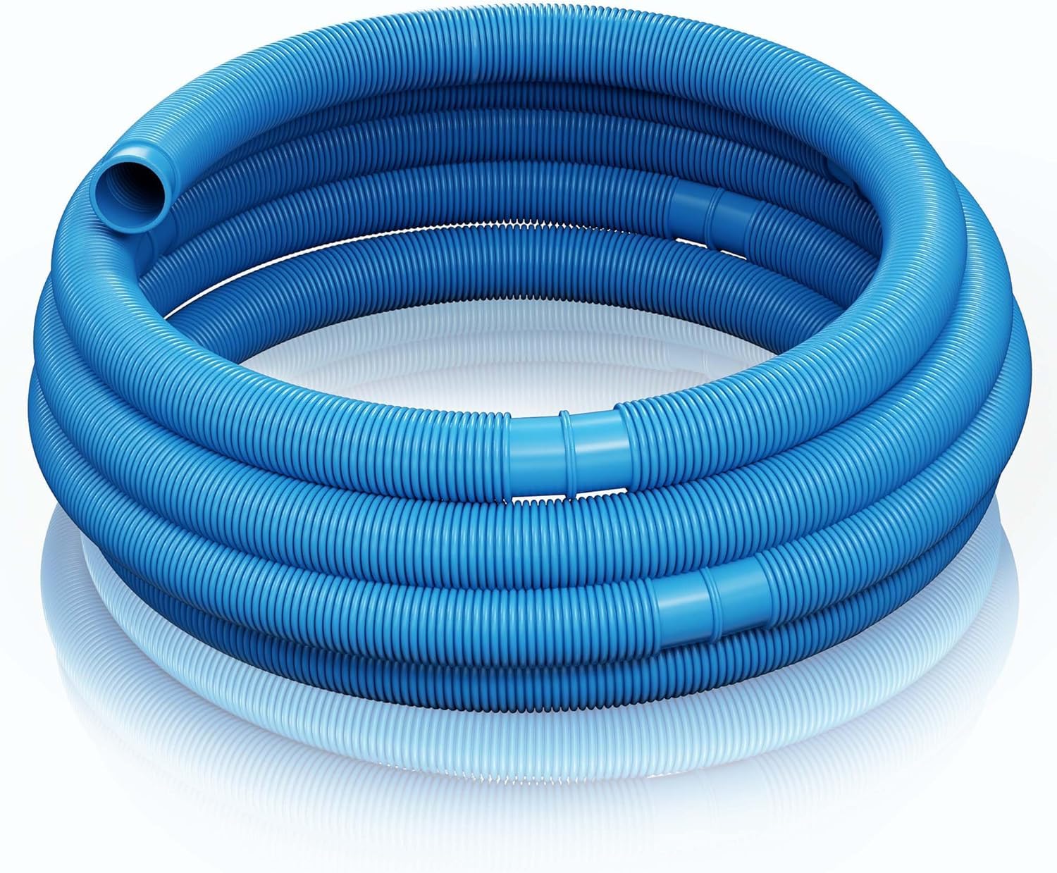 Manguera de Piscina Azul con Mangitos Incorporados Precortados cada 1,5 Metros | 32 y 38mm | Conexion Directa a Depuradoras de todo tipo | Fabricacion Española (38mm (6 Metros))