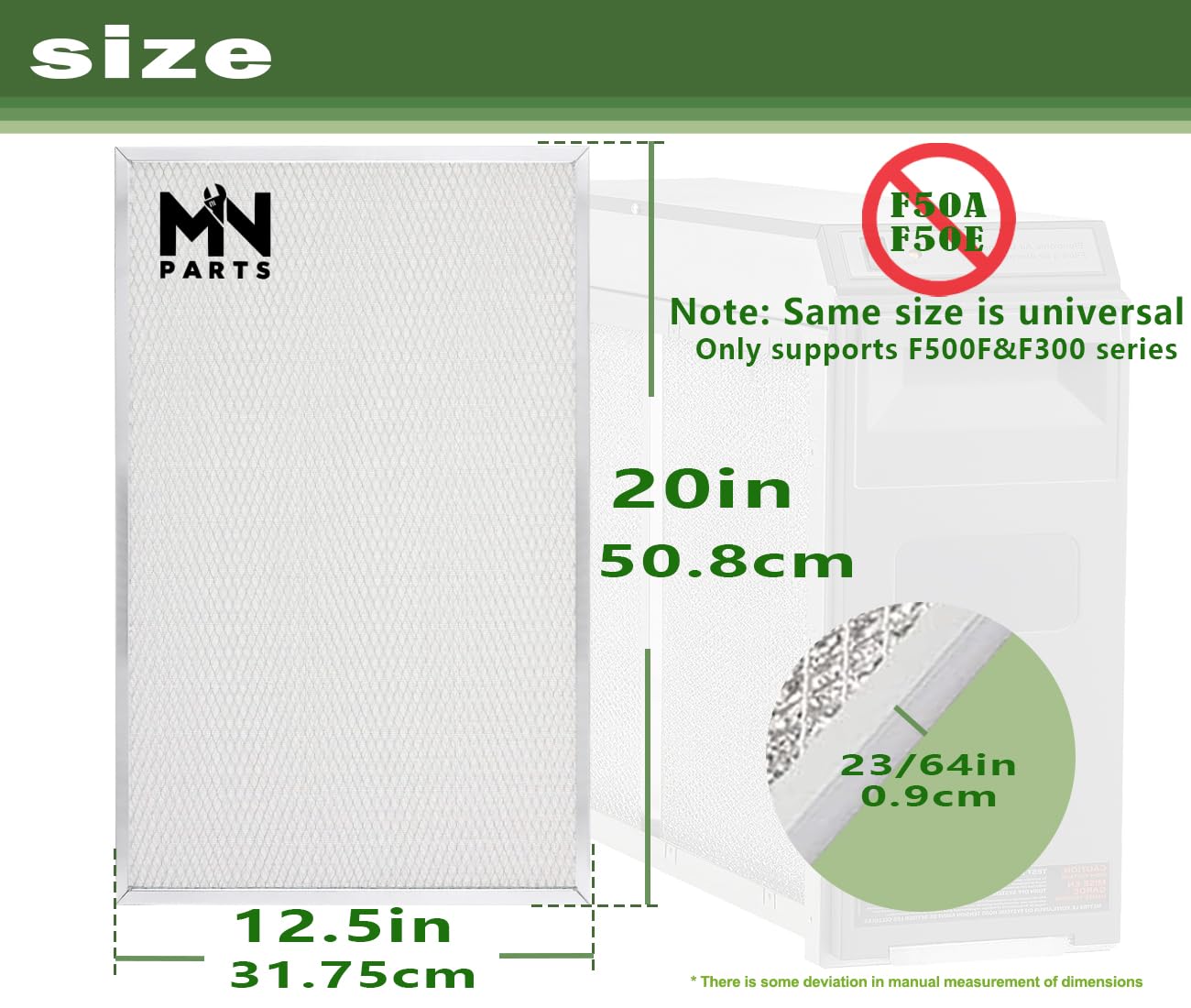 50000293-004 - Filtro de aire electrónico de repuesto para Honey in Well Cleaner F300 F50F 20 x 12.5 pulgadas para F300E F300A F50F F58F 2 paquetes