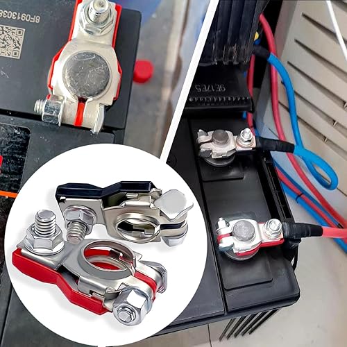 Miniatura 3 de Terminales de batería, conector de terminal de batería, juego de abrazaderas de terminal de cable de batería, positivo y negativo, 1 par, accesorios