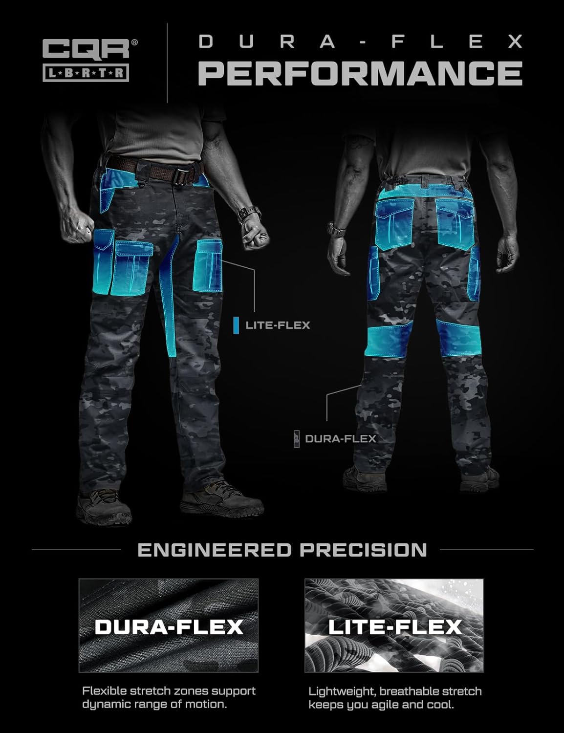 CQR Men's Flex Ripstop Tactical Pants, Water Resistant Stretch Cargo Pants, Lightweight EDC Hiking Work Pants - Image 6