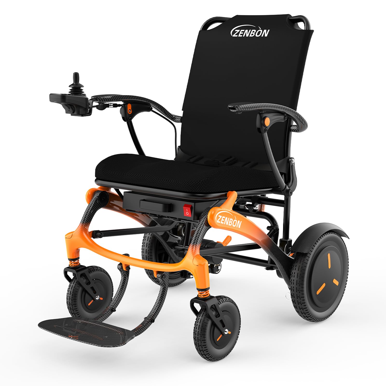 Silla de Ruedas Eléctrica Plegable Ligera de Carbon (Naranja)