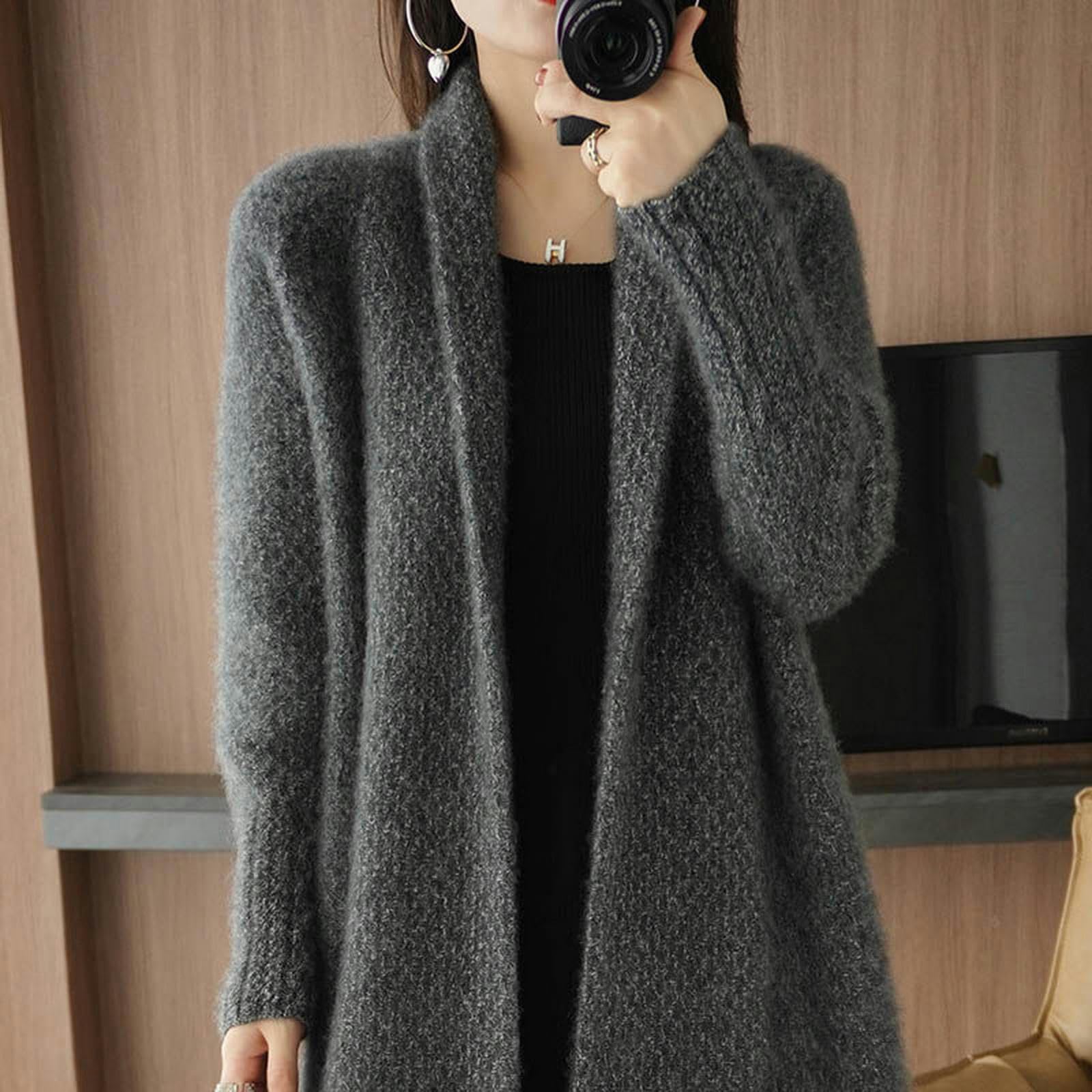 TEidea Rebeca Mujer Verano Cárdigan De Punto Elegante De Gran Tamaño: Abrigos De Manga Larga para Mujer - Tops Sueltos Casuales para El Invierno