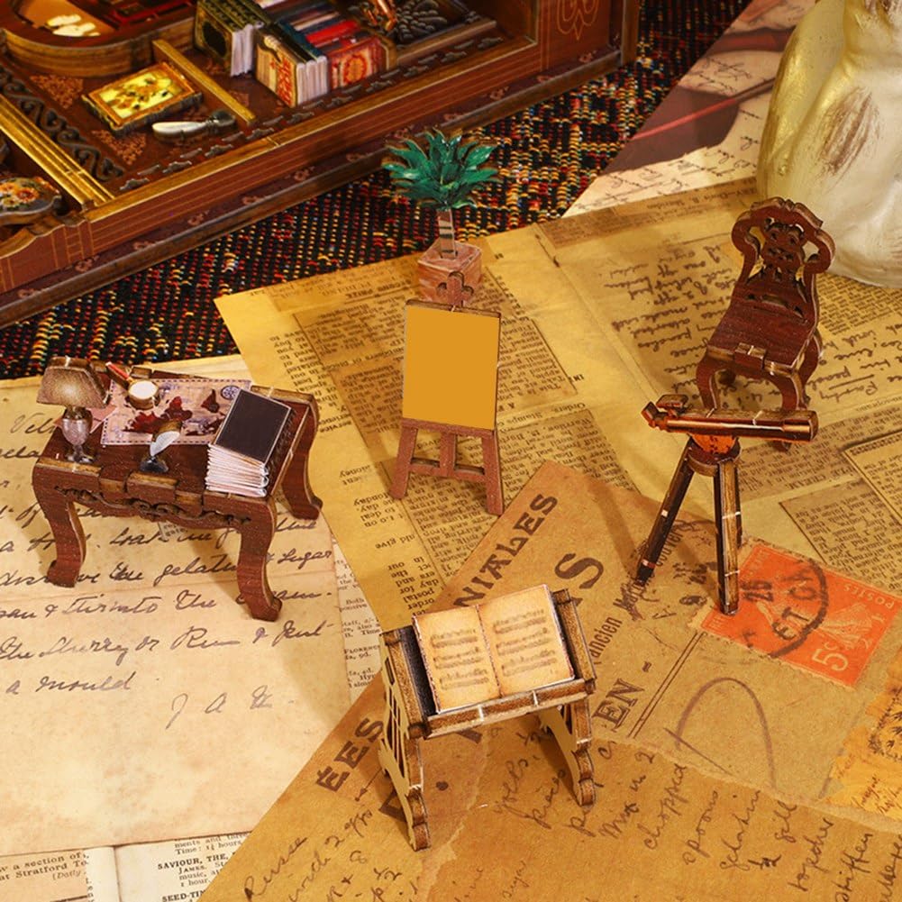 Sunshine town book nook kit puzzle 3D en bois, DIY maison de poupée