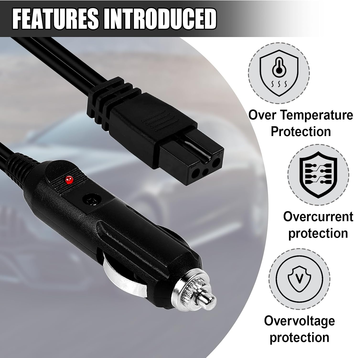 12V DC Power Cable, 1.8M 2 Pin Lead Cable Plug Wire for Car Cooler Cool Box, Mini Fridge Replacement Extension Cord, Portable Cigarette Lighter Plug Power Adapter Extension Cables