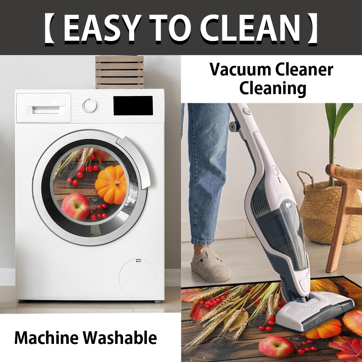 Pumpkin Wood Maple Leaf Grain Half Round Door Mat Non Slip Washable Semi Circle Area Rug Absorbent Soft Half Moon Rug Floor Mat for Indoor Outdoor Kitchen Bathroom Patio Front Door Mat Decor