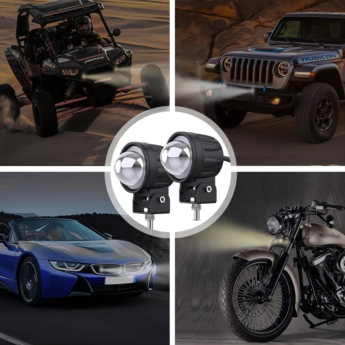 60W Motorcycle Driving Fog Lights,6000LM Amber/White LED Pods Spotlight,Waterproof 2.5" Auxiliary Spot Lights For Motorcycle Truck ATV SUV,Pack of 2