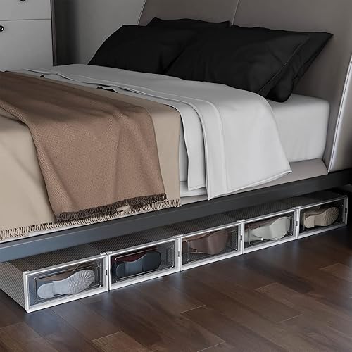 Miniatura 7 de PARANTA Caja de almacenamiento de 6 piezas para botas y zapatos, caja apilable de plástico transparente, organizador de zapatos que ahorra espacio