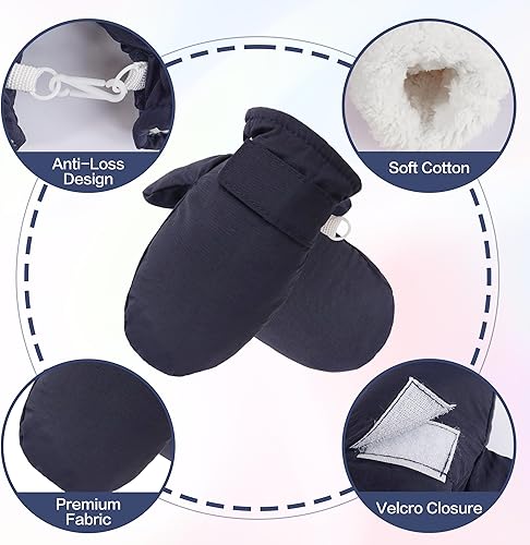 Miniatura 2 de Fynnsure Guantes de nieve con forro polar para niños y niñas, guantes de esquí de invierno para niños y niñas