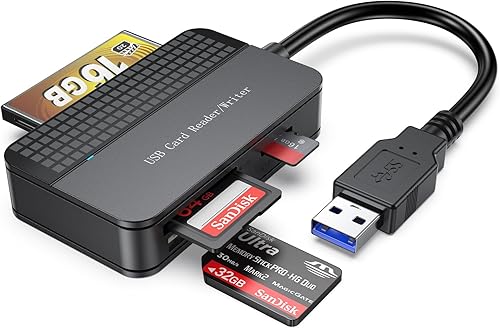 Miniatura 1 de Lector de tarjetas SD USB 3.0, lector de tarjetas de memoria FEMORO 4 en 1, lector de tarjetas TF Micro SD MS CF USB a adaptador de tarjetas SD