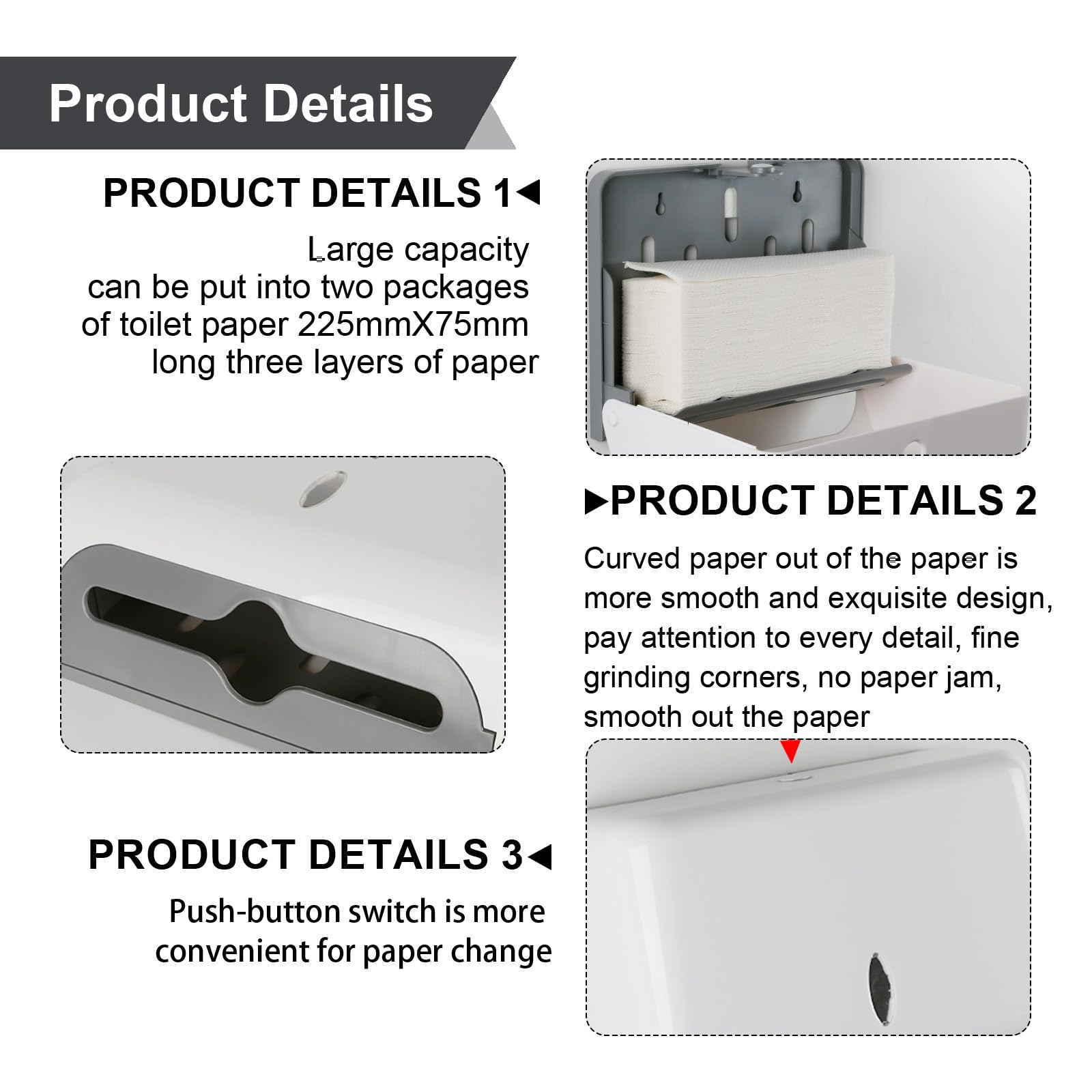 Modundry Papieren handdoekdispenser, wandgemonteerde dispenser voor papieren handdoeken, commerciële handdoekdispenser voor keuken, badkamer, kantoorrestaurant, geschikt voor 200 papier (zwart