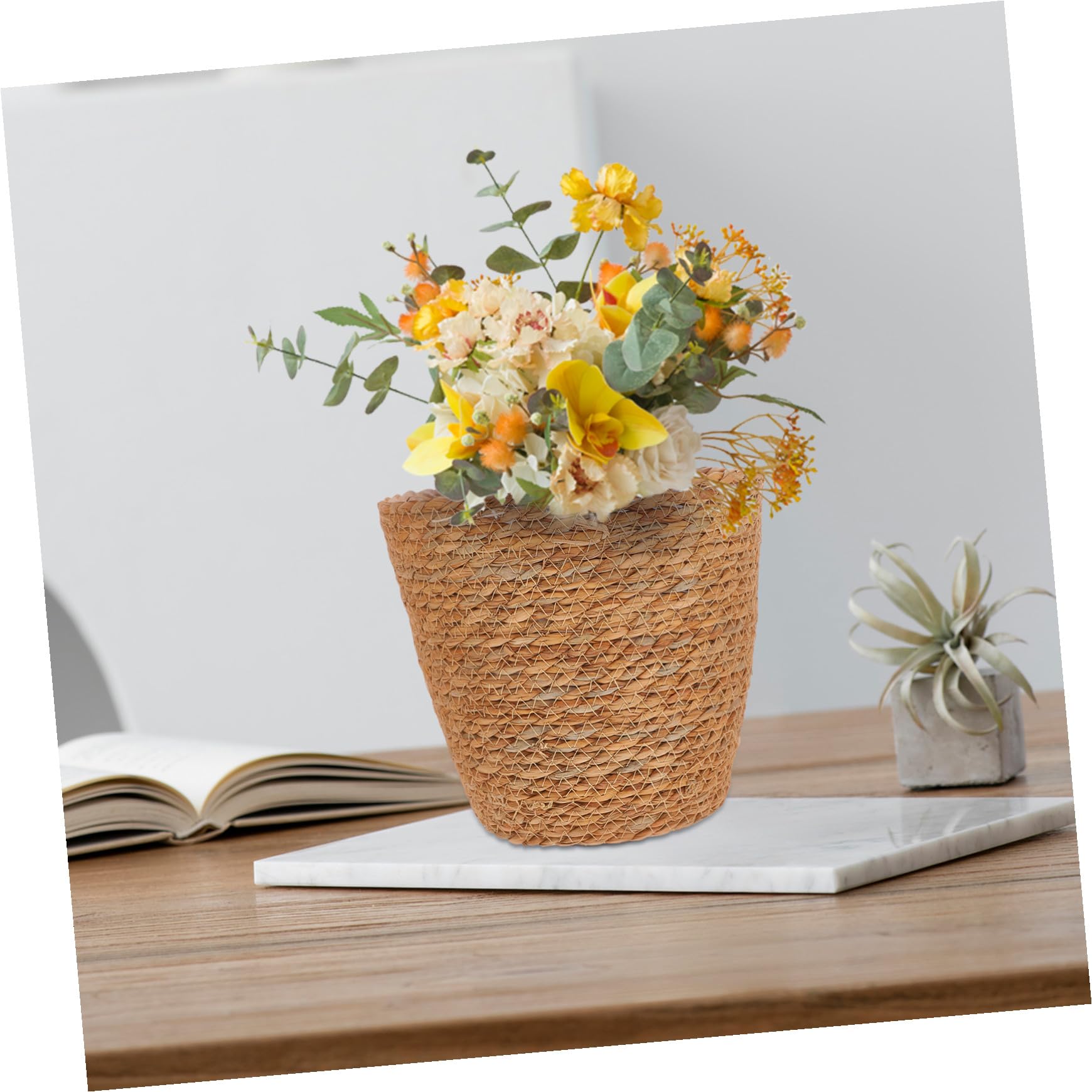 SHINEOFI 2 Stück Seegras Pflanztopf mit Pe Einsatz Handgewebter Seegrasblumentopf in Braun für Wohnzimmer und Terrasse als Dekorativer Pflanzkorb