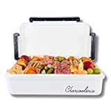 Charcoolerie Chilled Snackle Box, Divided Serving Tray, with Ice Pack and Bonus Insulated Carry Bag, with Leak-Resistant 4-Latch Lid, 16 Compartments, Keeps Snacks Cold for Hours, Gift-Ready Packaging