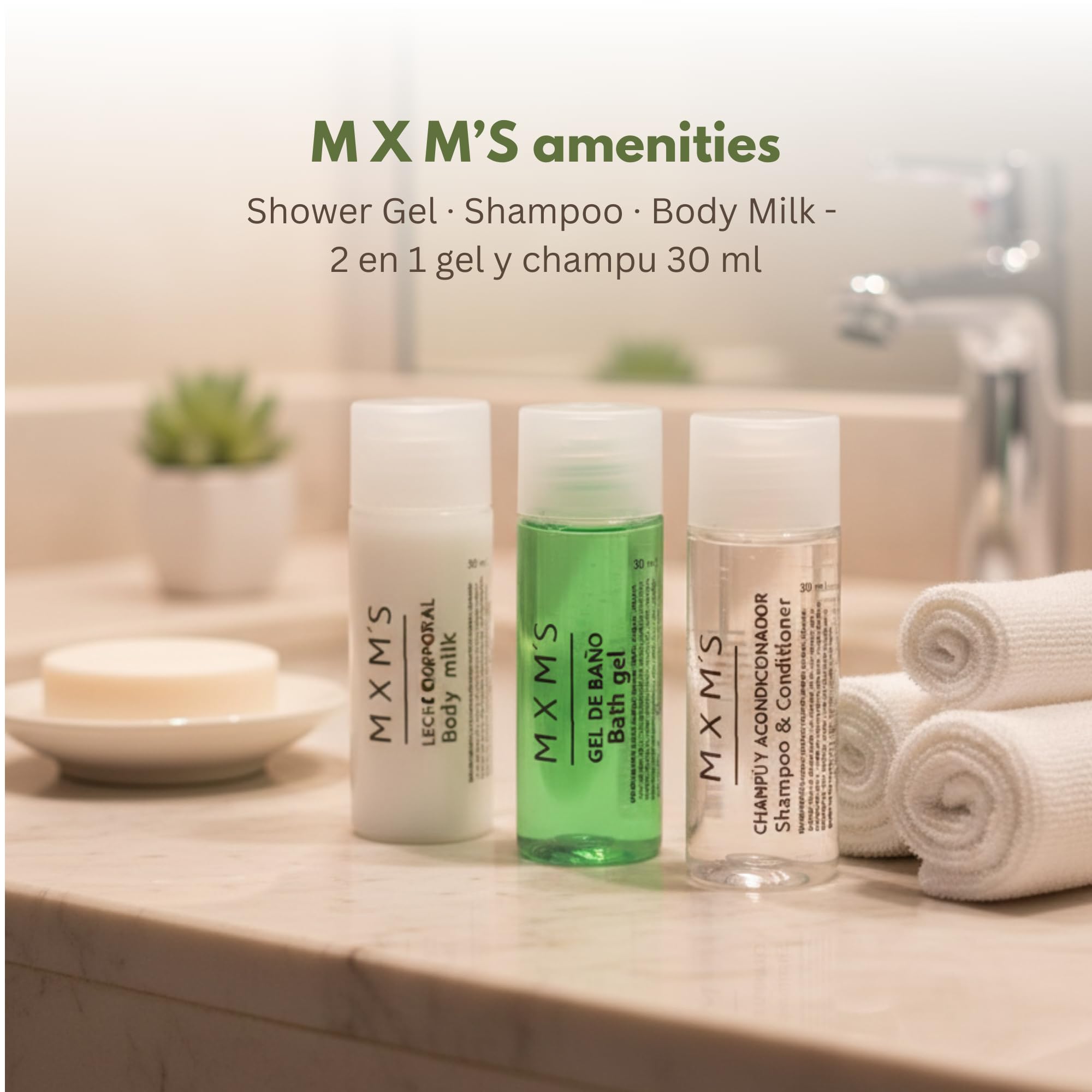 50 Botellitas Gel de Ducha 30 ml – Amenities baño monodosis para huéspedes, higiene corporal, formato viaje, pack hotel, apartamentos turísticos, kit bienvenida, reposición rápida