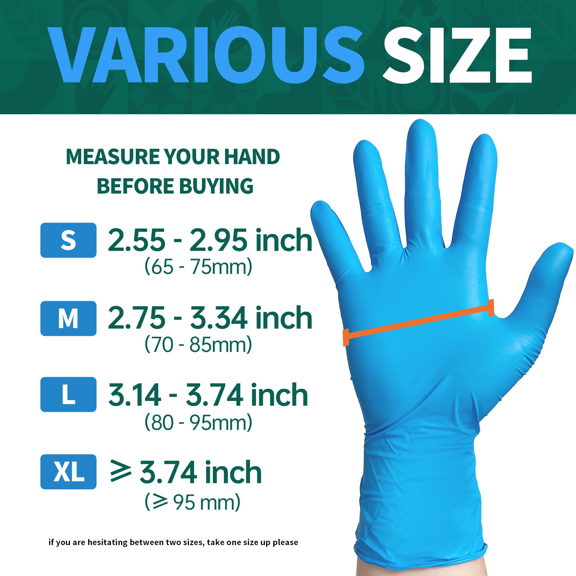 Supmedic Lot de 100 gants d'examen jetables en vinyle, sans poudre, sans latex, de qualité alimentaire, pour la cuisine, le nettoyage, les médicaux, bleu, taille L