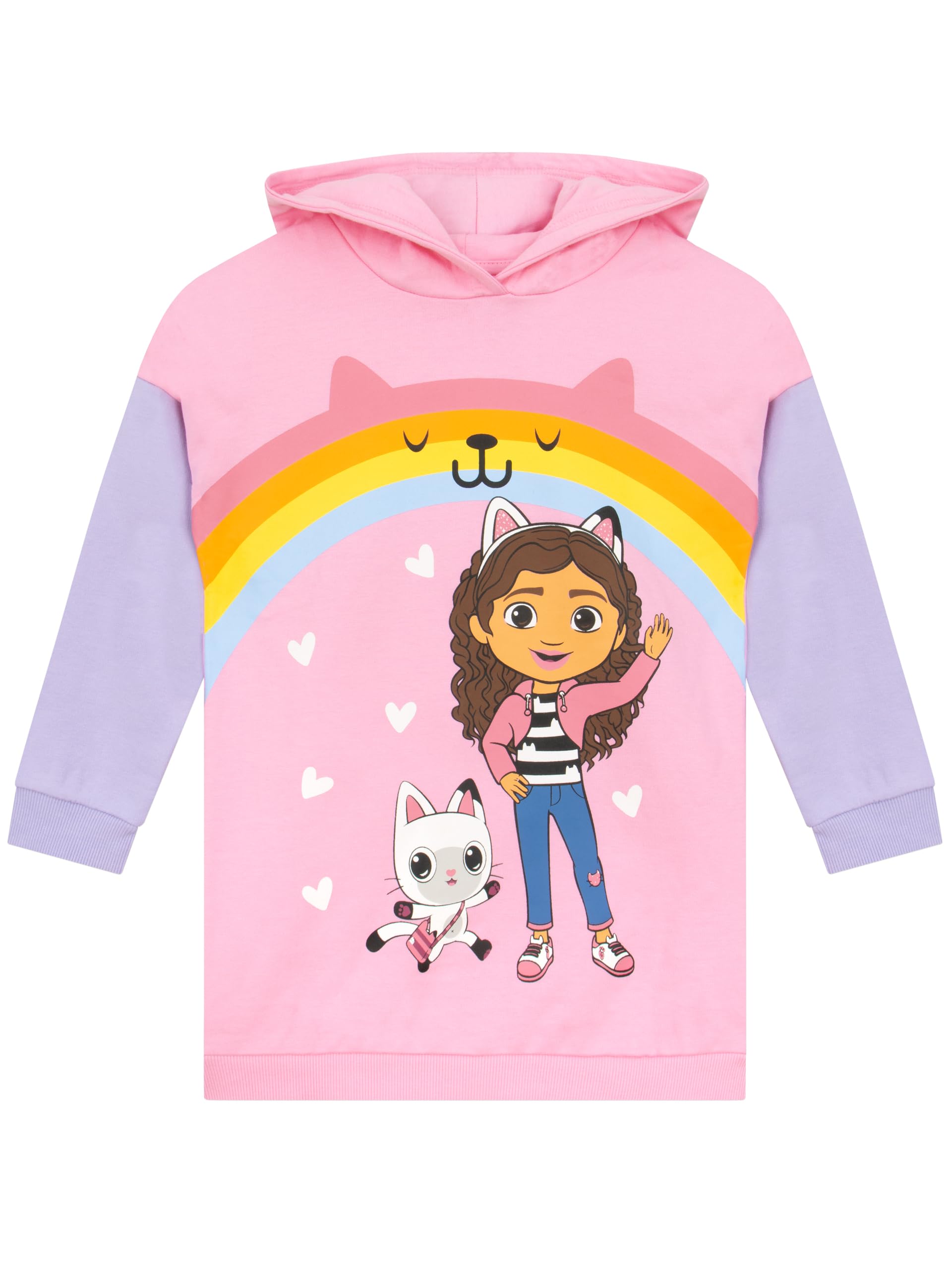 DREAMWORKS Gabby’s Dollhouse Girls Hoodie | Longline Hoodie | Gabbys Dollhouse Clothes | Girls' Hoodies | Pink 5-6 Years