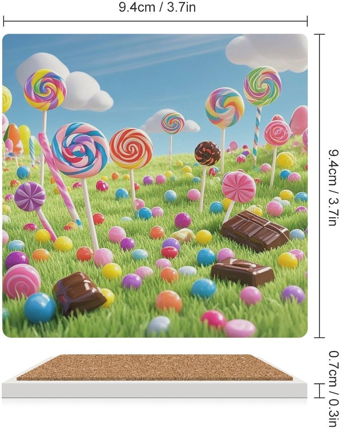 Candy Coasters Absorbent Ceramic Coasters for Drinks Coaster with Cork Backing for Table Protection Square Drink Cup Mat Modern Style Coaster for Coffee Table