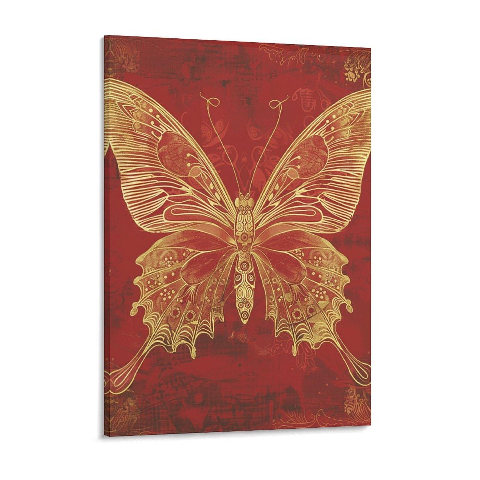 Golden Ornate Butterfly Canvas Wall Art for Bedroom 18x24inch Canvas Prints Artwork for Walls Modern Picture Artwork Painting for Living Room Aesthetic Wall Paintings for Bathroom Kitchen Off