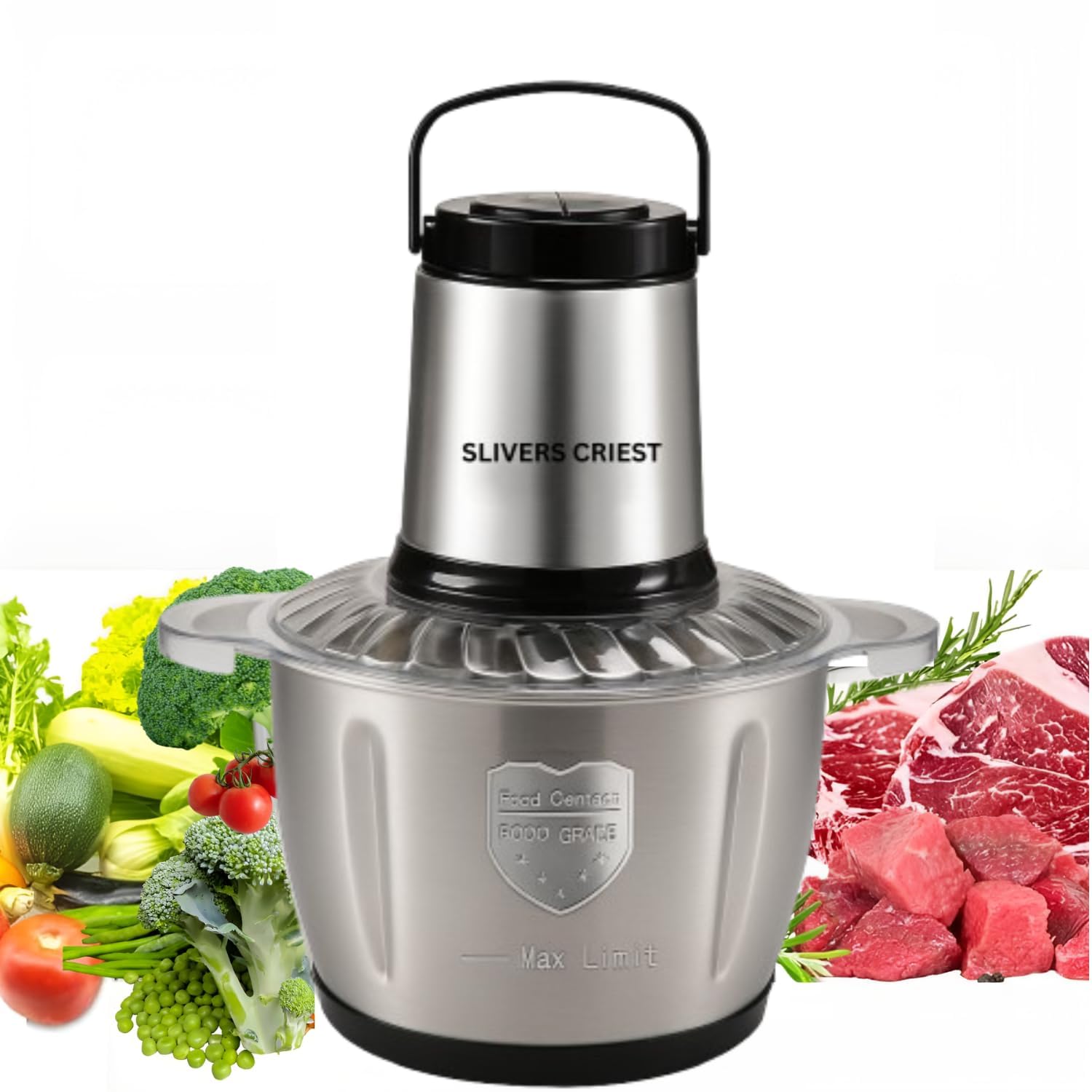 3.5L Electric Meat Grinder | 600W Copper Motor | Stainless Steel Bowl with Handle | 4-Blade System & Dual Speed Control – Ideal for Mincing Meat, Vegetables & More [[ 1Pcs, Silver ]]-image-43