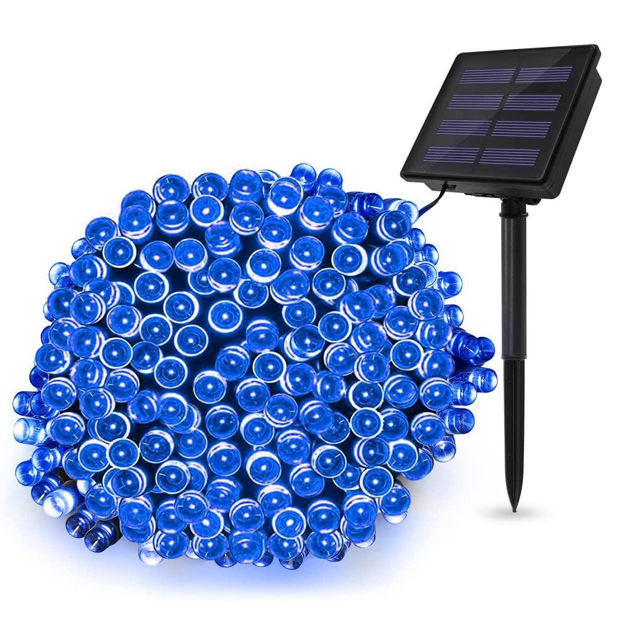 Solar String Light 100LED 32.8ft 8 Modes / 600mah Solar Christmas Lights Waterproof for Gardens, Wedding, Party, Homes, Christmas Tree, Curtains, Outdoors (Pack of 1) (Blue)