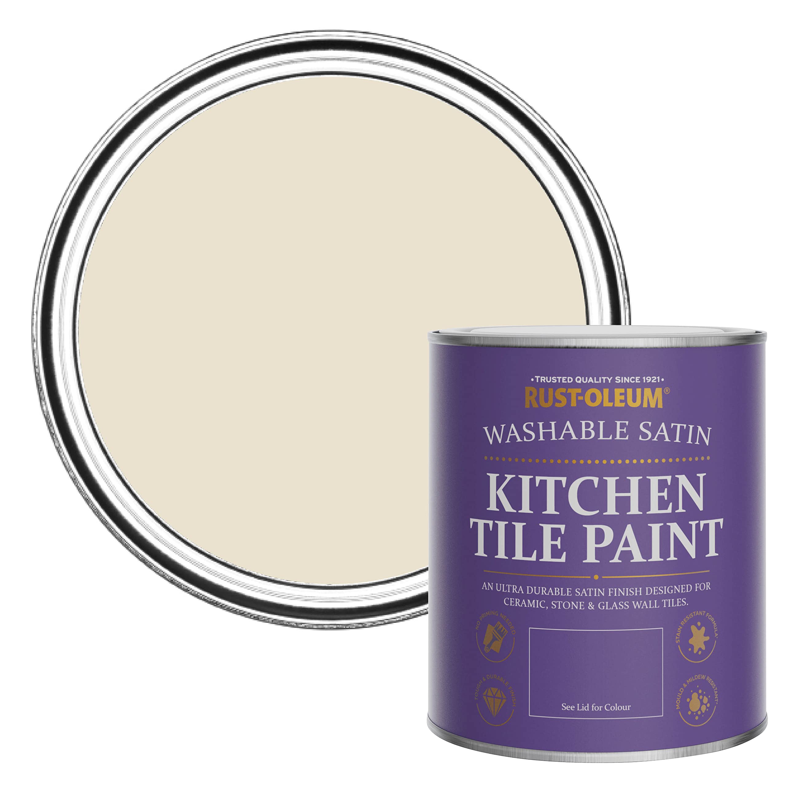 Rust-Oleum Longsands Beige Water Resistant Kitchen Tile Paint In Satin Finish - 750Ml