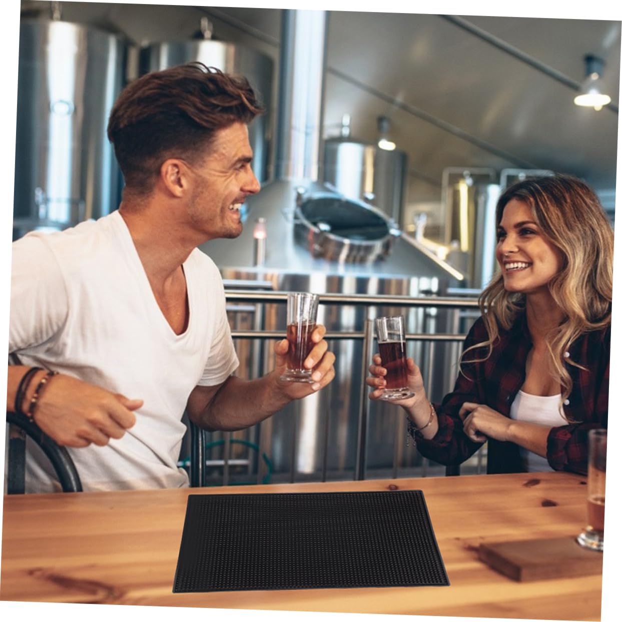 Tappetino Bar Antiscivolo in Pvc Nero Rettangolare Ispessito | Superficie ad Alto Attrito, Lavabile e Resistente al Calore, per Bar e Cucina