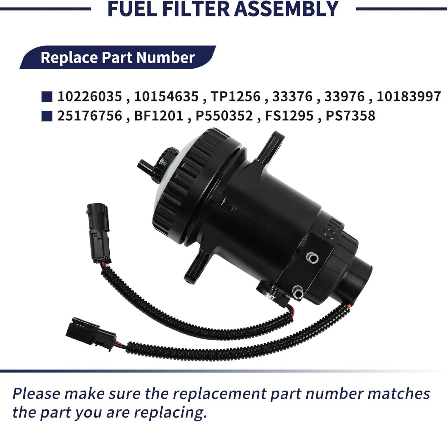 Fuel Filter Assembly 10226035 Fit for Chevy/GMC C1500 C2500 C3500 K1500 K2500 K3500 G30 P30 1992-2002 6.5L Diesel Replace 33376 33976 10154635