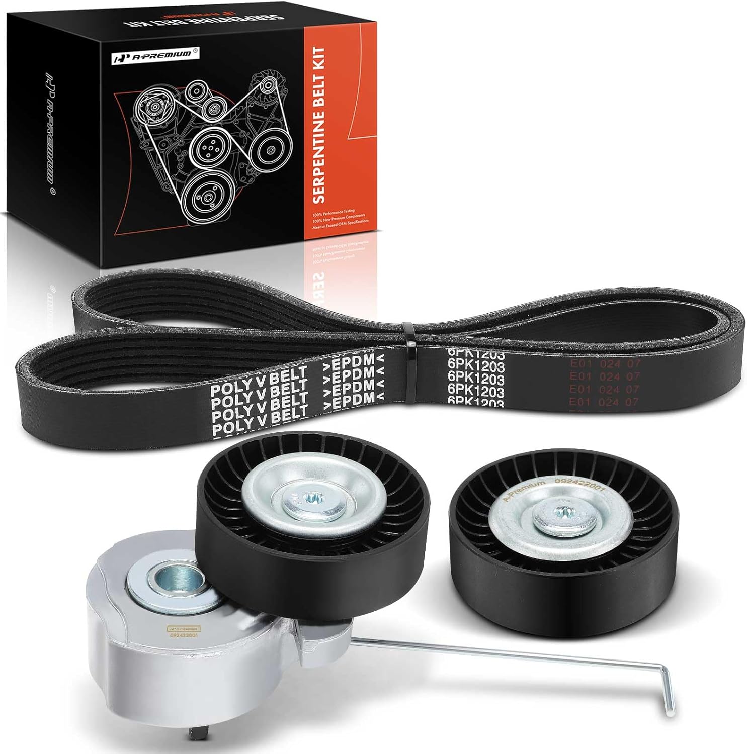 A-Premium Engine Serpentine Belt Drive Kit Compatible with Volvo XC60 2010-2015 3.0L 3.2L, XC90 2007-2014 3.2L, S60 2011-2013 3.0L, XC70 2008-2015, S80 2007-2015, V70 2008-2010