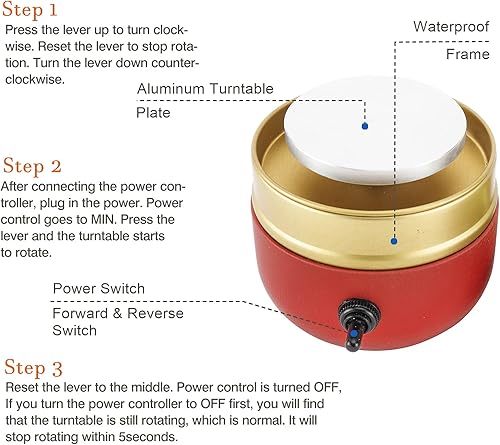 Miniatura 3 de HighFree Mini rueda de cerámica, rueda de cerámica pequeña, rueda de arcilla eléctrica de velocidad ajustable con herramientas de arcilla para