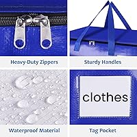 Vista 3 de Bolsas de mudanza, bolsas de almacenamiento con asas resistentes y cremalleras resistentes, bolsas de almacenamiento para ahorrar espacio, mudanza